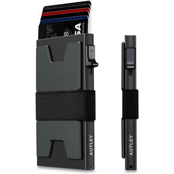 Mens Slim Card Holder, Pop Up Wallet RFID Blocking, Cash Band, 12+ Cards Storage - Picture 7 of 7
